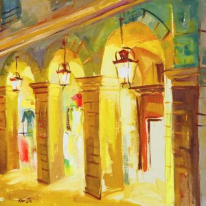 Bazársor - Korfu, Liston  /festmény reprodukció, vászonkép/