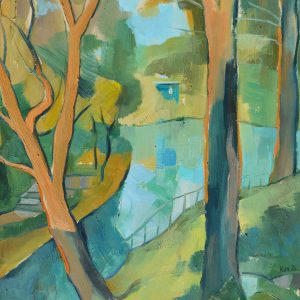 Erdei tó gáttal  /festmény reprodukció, vászonkép/