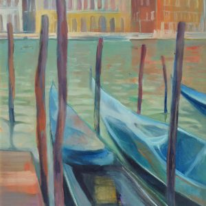 Gondolák Velencében  /festmény reprodukció, vászonkép/