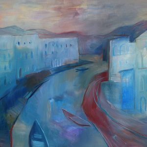 Kék hajnal  /festmény reprodukció, vászonkép/