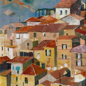 Mediterrán házak  /festmény reprodukció, vászonkép/