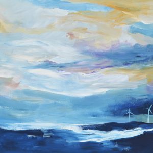 Tájkép szélerőművekkel  /festmény reprodukció, vászonkép/